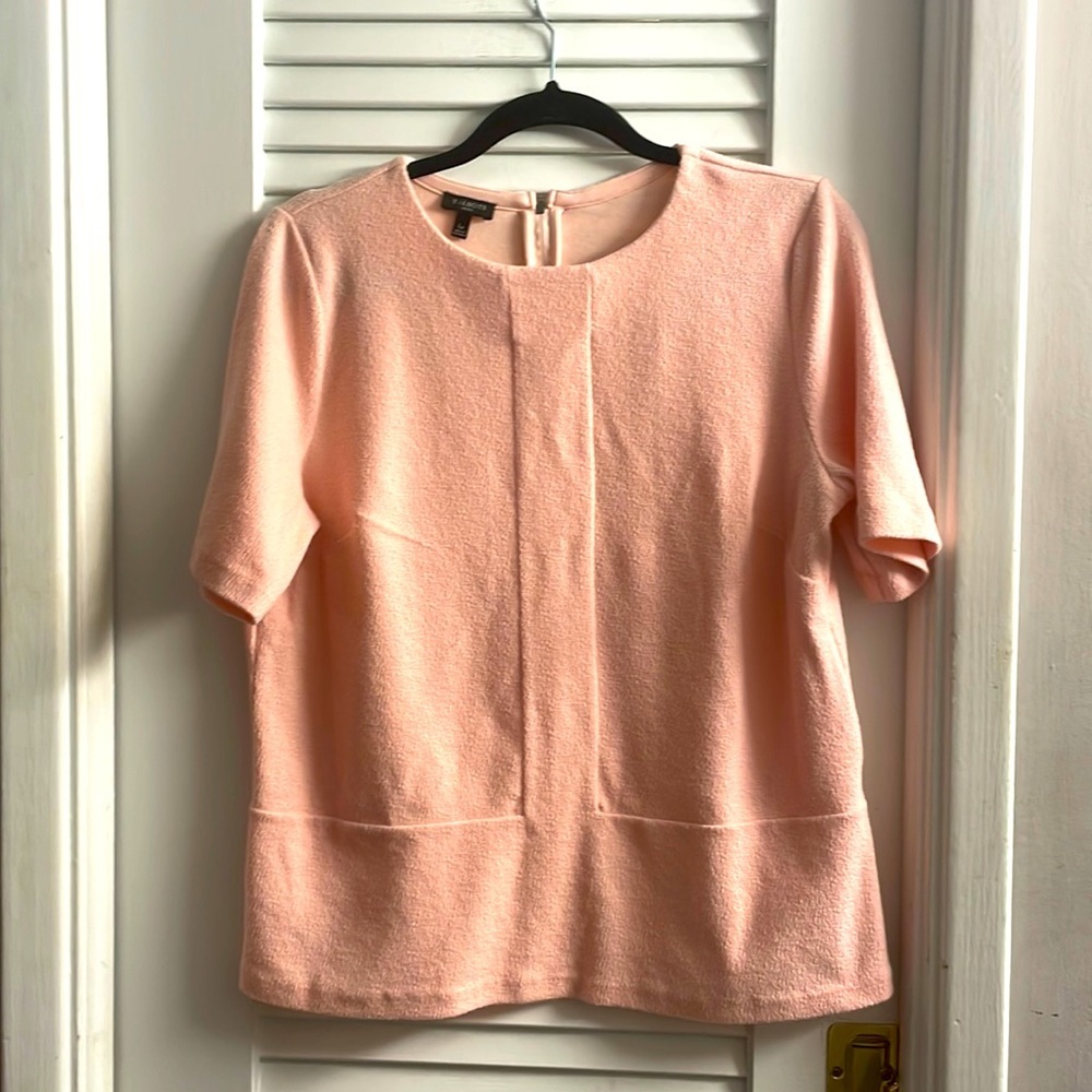 Talbots Like New Pink Tailored Knit Shirt.Petite Large. 3/4 Top Back Zipper.